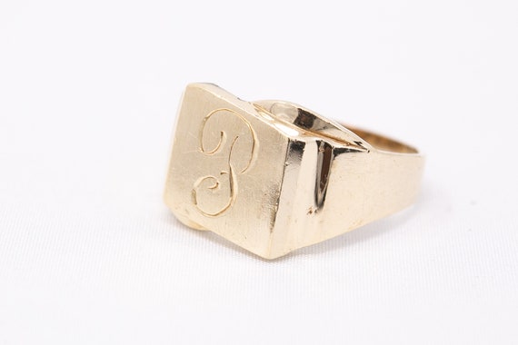 Vintage Signet Ring - Yellow Gold Signet Ring - S… - image 3