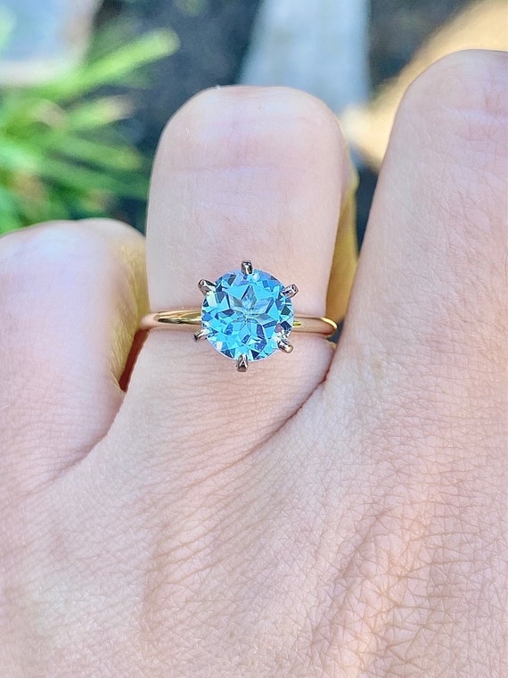 Sky blue shop topaz engagement ring