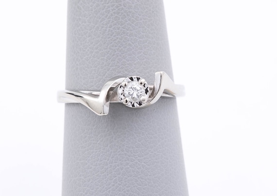 Unique Diamond Ring - 14 Karat White Gold Ring - S