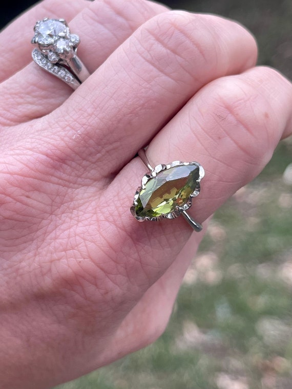 Antique Peridot Ring - Vintage Imitation Peridot … - image 6