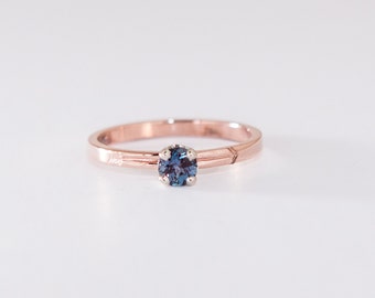 JUNE BIRTHSTONE RING - Rose Gold Ring and Chatham Alexandrite Ring - 14k
