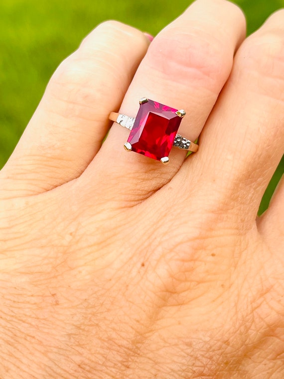 Created Ruby Ring - Mid Century Ruby Solitaire - … - image 7