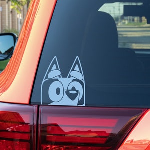 Blue Dog Cartoon Peeking Vinyl Decal
