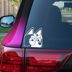 Muffin Peeking Vinyl Decal Blue Dog Cartoon
