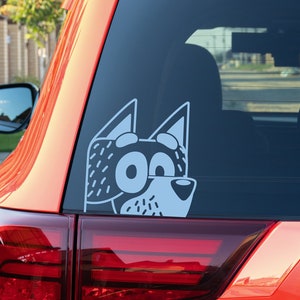 Bandit Peeking Vinyl Decal Blue Dog Cartoon