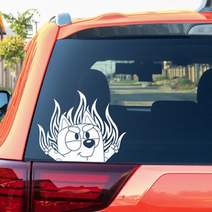 Muffin Flame Vinyl Decal Blue Dog Cartoon