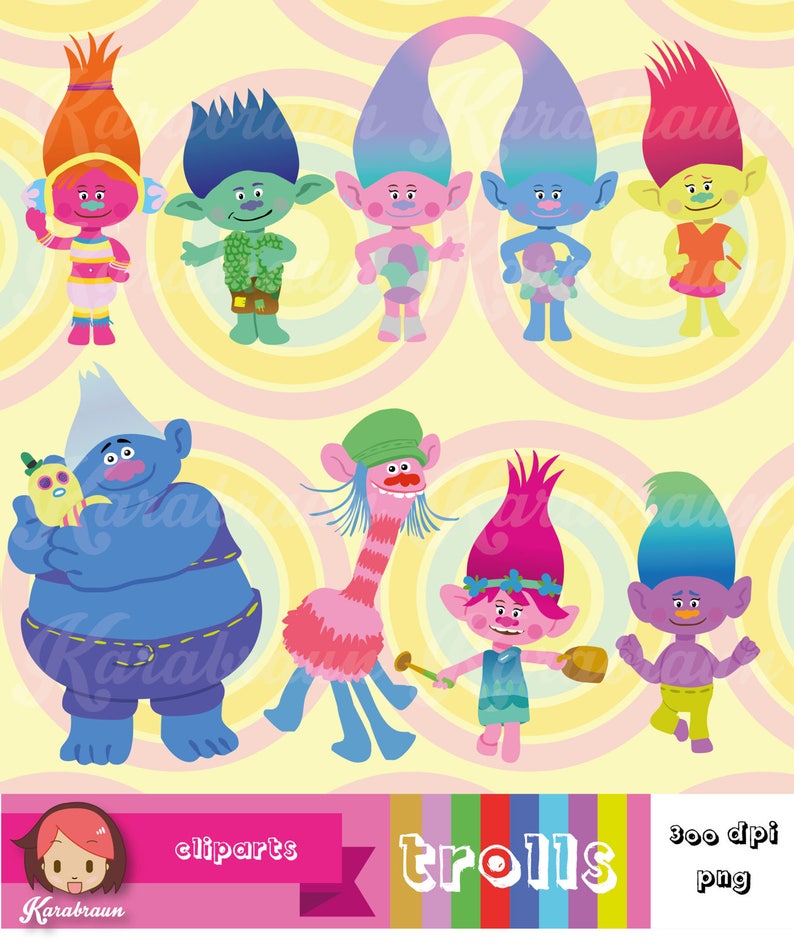 Cute Trolls Cliparts Printables Scrapbooks | Etsy
