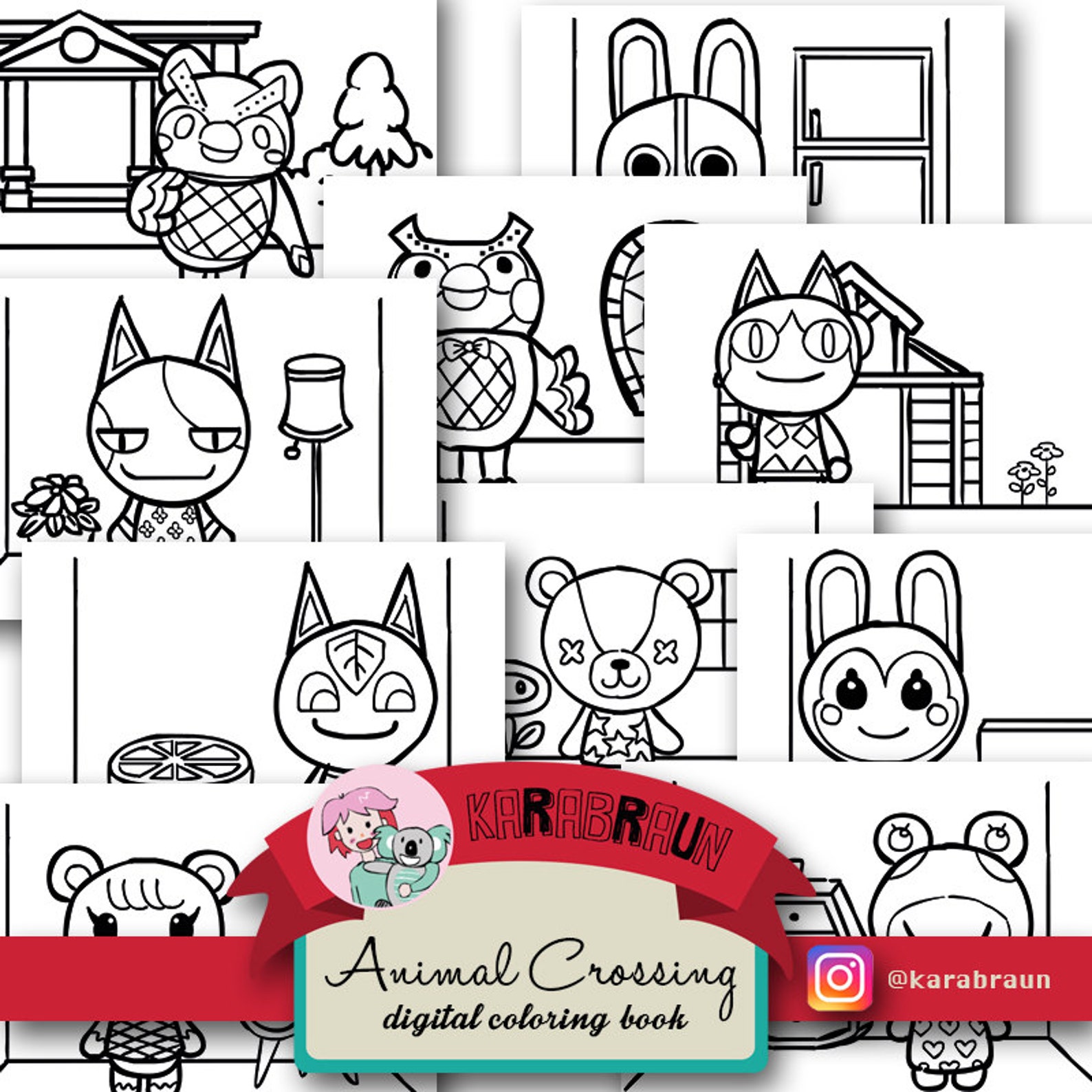 Animal Crossing Theme Coloring Book CB-ACNL001 Digital | Etsy