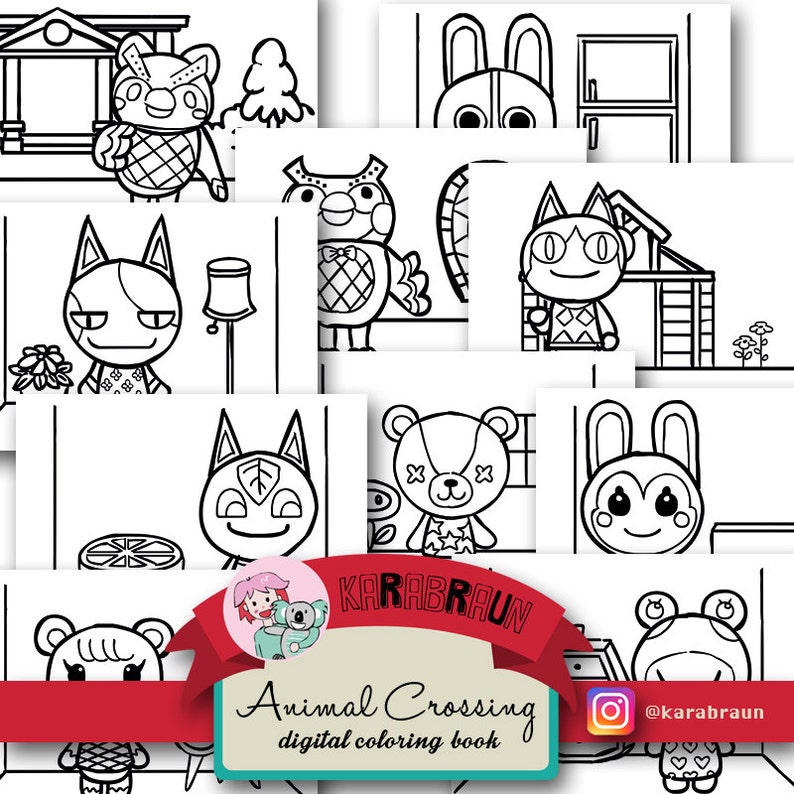 Animal Crossing Theme Coloring Book CBACNL001 Digital  Etsy