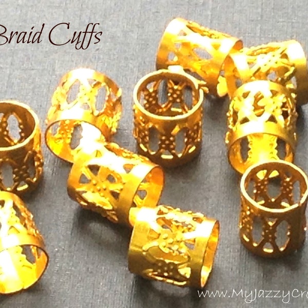 Gold Plated  Dreadlock Bead Cuff set of 20