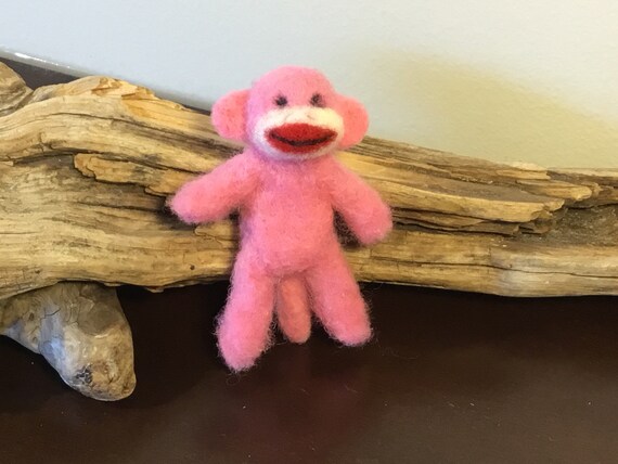 pink sock monkey dog toy