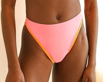 High Cut Color Block Trim Cheeky Coverage Bikini Bottom, Swimsuit, Swimwear, Bathing Suit, Women's Swimwear, Bottom