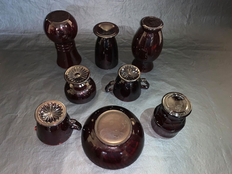 8 Piece Ruby Cups Vases Bowl