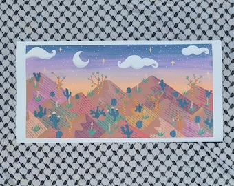 Grasping At This Planet: Giclee Art Print of Sand Dunes with Islamic Text
