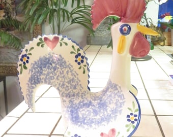Colorful European Hand Painted Glazed Ceramic Rooster