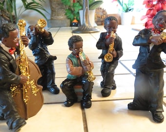 Antique Black Americana Jazz Band Figurines: 1920s Repro Phill