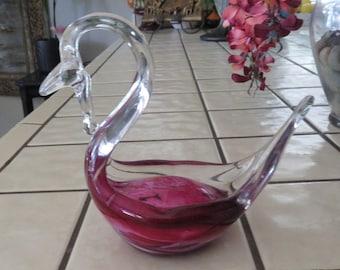 Beautiful Hand Brown Swan Glass Sculpture