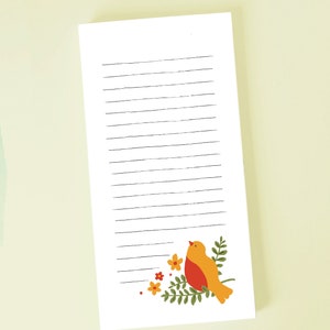 Illustrated Bird Motif Recycled Notepad - To Do List - Market Pad