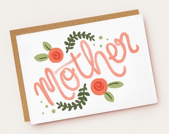 Hand Lettered 'Mother' Card