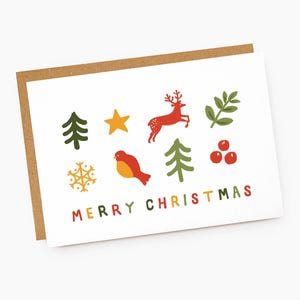 Cartão de Natal com ícones festivos