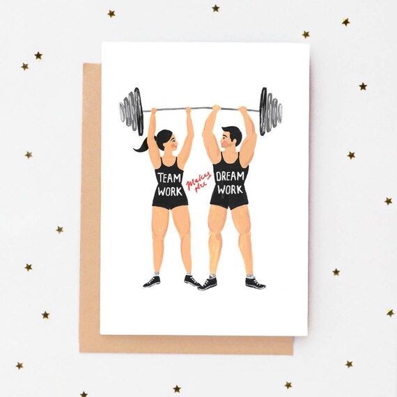 Teamarbeit Macht Den Traum Arbeit Valentinstag Karte Etsy