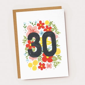 Floral Age Birthday Card (30, 21, 18)