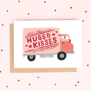 Hugs & Kisses Love Truck Valentine's Day Card