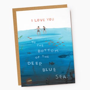 Tarjeta de San Valentín con un mar azul profundo