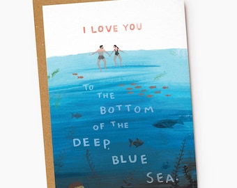 Carte Saint-Valentin d'un bleu profond