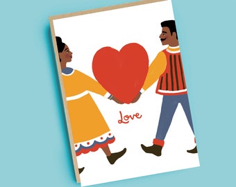 Couple With Love Heart Card