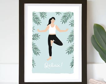 Ontspannen! Yoga illustratie Art Print.