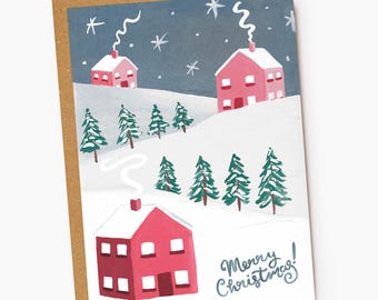 Snowy Houses Christmas Greeting Card