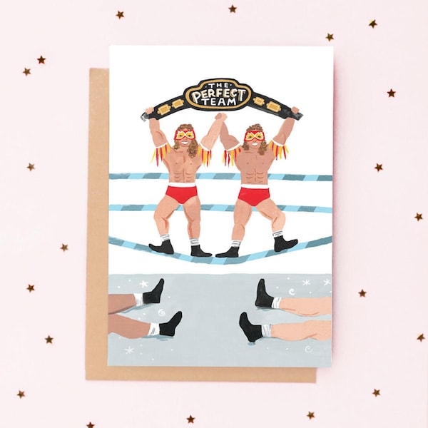 The Perfect Team Wrestler Valentine/Friendship Greeting Card