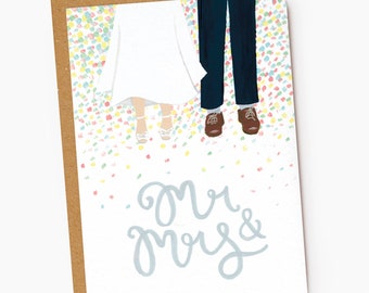 Carte de mariage Mr & Mrs Confetti