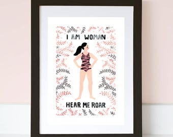 Ik ben een vrouw, hoor me brullen illustratie Art Print.