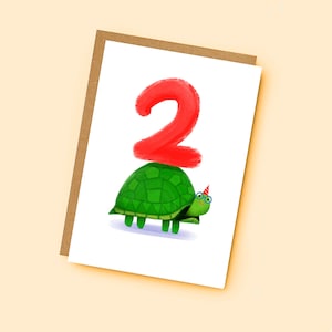 Alter 2 Geburtstagskarte - Schildkröte - Kindergeburtstag - Kleinkind