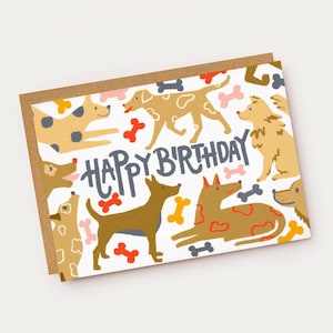 Carte d'anniversaire de chiens espiègles