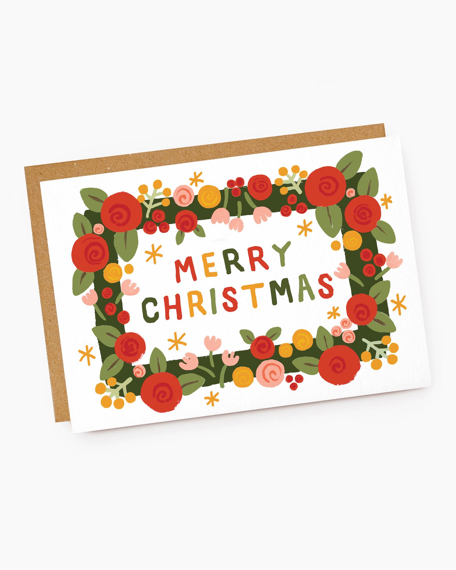 お祝いリースのクリスマスカード - Etsy 日本