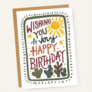Carte très joyeux anniversaire cactus