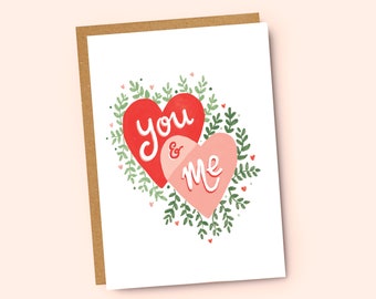 You & Me Love Hearts Valentine's Day Card