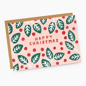 Weihnachtskarte mit rosa Holly