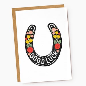 Blumige 'Good Luck' Hufeisen Karte