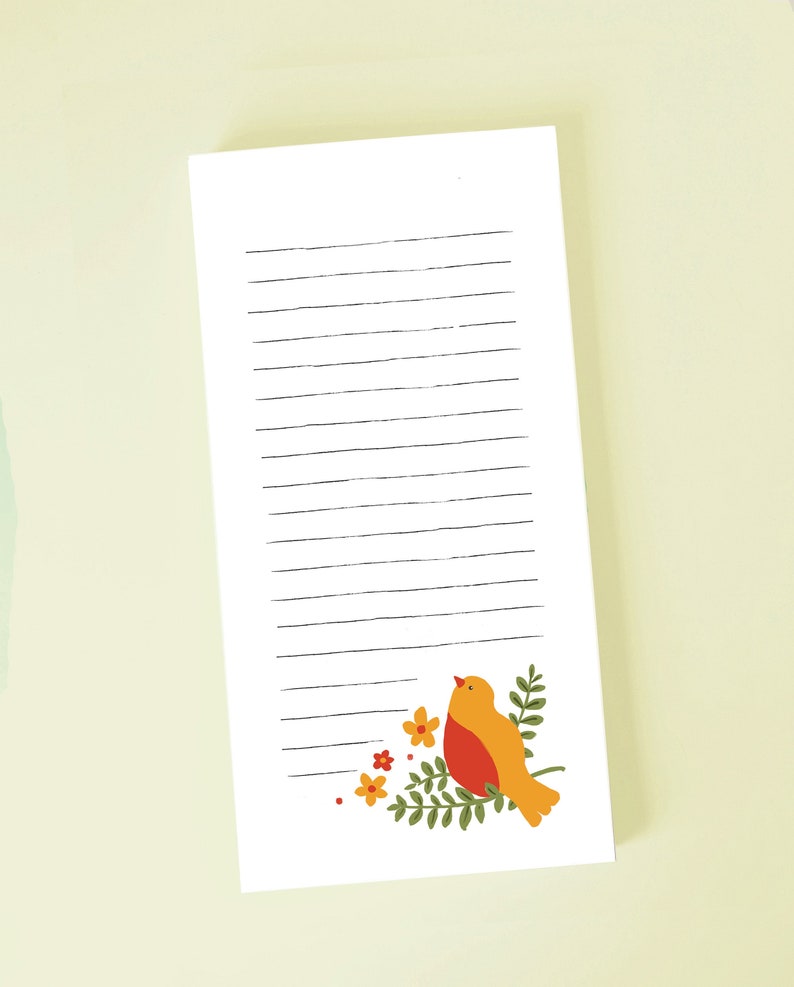 Illustrated Bird Motif Recycled Notepad image 1