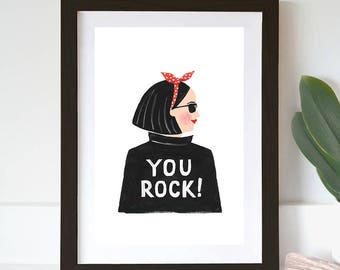 You Rock! Illustration Art Print.