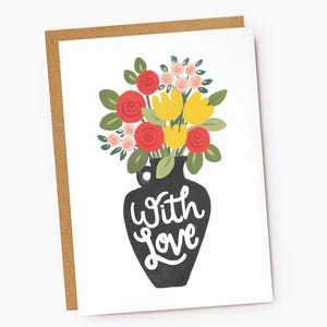 Biglietto "Con amore" con vaso di fiori