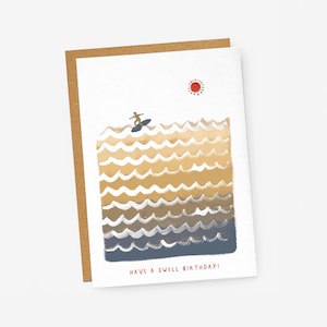 Carte d'anniversaire de surfeur Swell