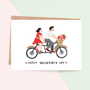 Tandem-Fahrrad-Valentinstag-Gruß-Karte