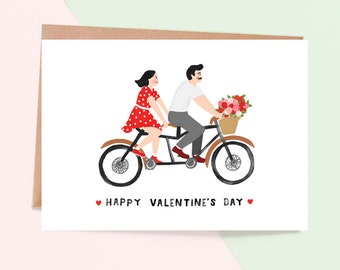 Tandem Bicycle Valentine's Day Greeting Card