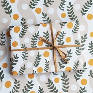 Wrapping Paper, Illustrated Plant & Sun Gift Wrap - 3 Sheets