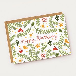 Tarjeta de cumpleaños con diseño de campamento